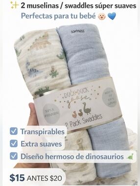 Duck Duck Goose Dinosaur and Blue Swaddle Set